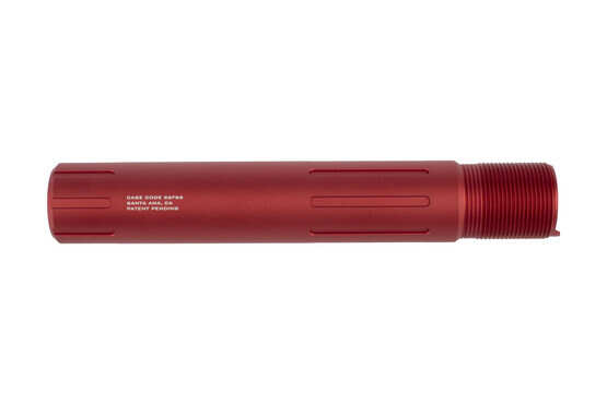 Strike Industries pistol buffer tube for the AR-15 features lightening cuts and a tough anodized red finish